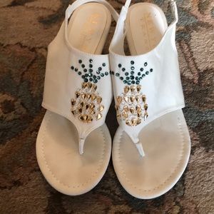 Pineapple jewel heeled sandals